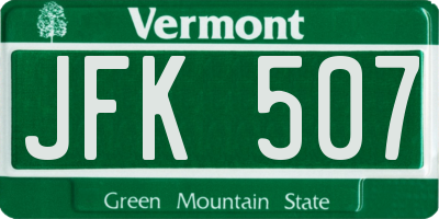 VT license plate JFK507