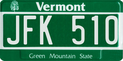 VT license plate JFK510