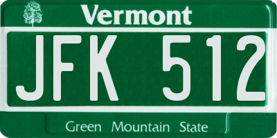 VT license plate JFK512