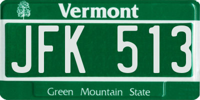 VT license plate JFK513