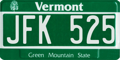 VT license plate JFK525