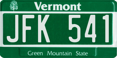 VT license plate JFK541