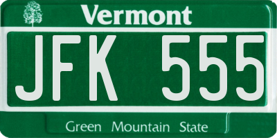 VT license plate JFK555