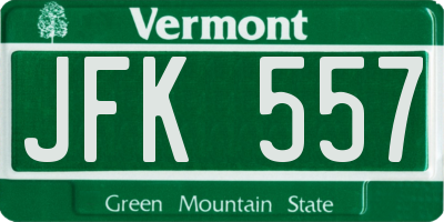 VT license plate JFK557
