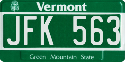 VT license plate JFK563