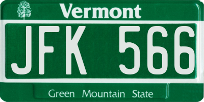 VT license plate JFK566