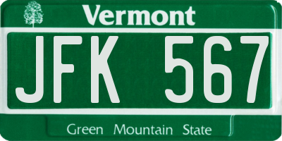 VT license plate JFK567