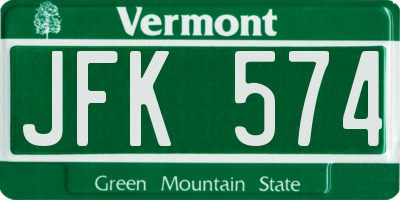 VT license plate JFK574