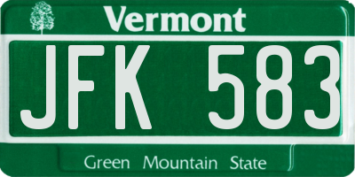 VT license plate JFK583