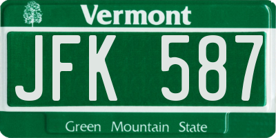 VT license plate JFK587