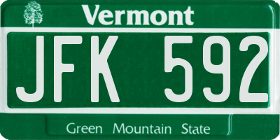 VT license plate JFK592
