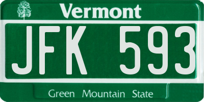 VT license plate JFK593