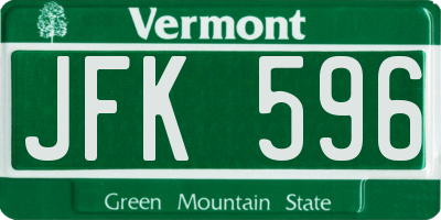 VT license plate JFK596