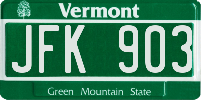 VT license plate JFK903