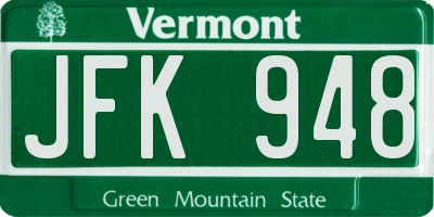 VT license plate JFK948