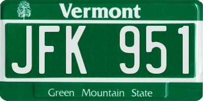 VT license plate JFK951