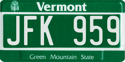 VT license plate JFK959