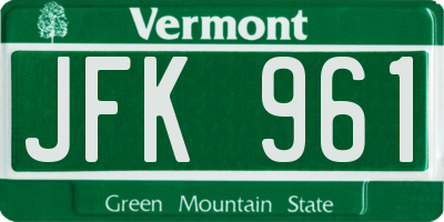 VT license plate JFK961