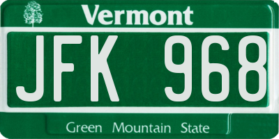VT license plate JFK968