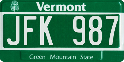 VT license plate JFK987