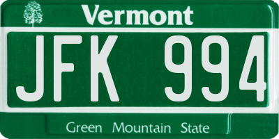 VT license plate JFK994
