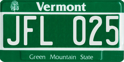 VT license plate JFL025