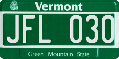 VT license plate JFL030