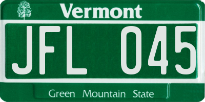 VT license plate JFL045