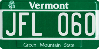 VT license plate JFL060