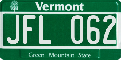 VT license plate JFL062