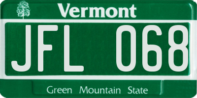 VT license plate JFL068