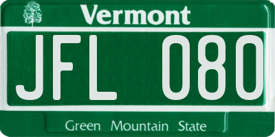 VT license plate JFL080