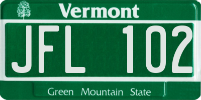 VT license plate JFL102