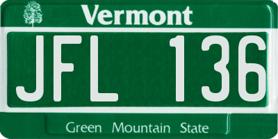 VT license plate JFL136