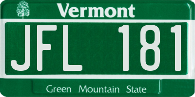 VT license plate JFL181
