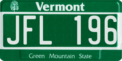 VT license plate JFL196