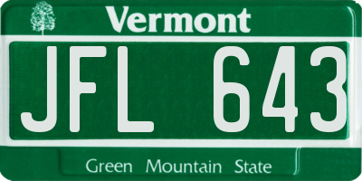 VT license plate JFL643