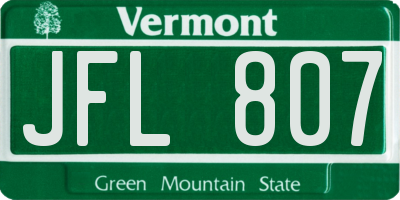 VT license plate JFL807