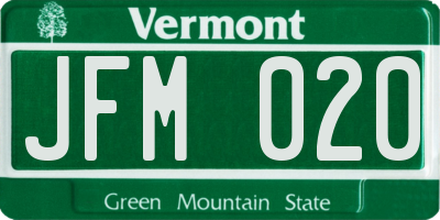 VT license plate JFM020