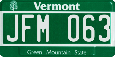 VT license plate JFM063
