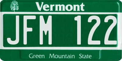 VT license plate JFM122