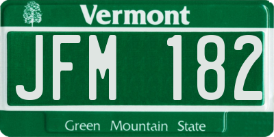 VT license plate JFM182