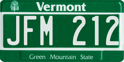 VT license plate JFM212