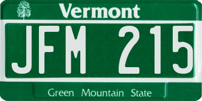 VT license plate JFM215
