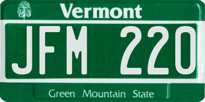 VT license plate JFM220