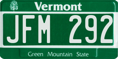 VT license plate JFM292