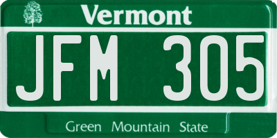 VT license plate JFM305