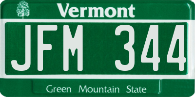 VT license plate JFM344