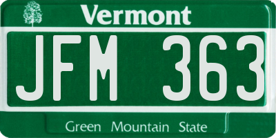 VT license plate JFM363