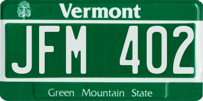 VT license plate JFM402